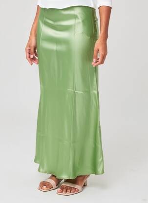 Jupe longue fermeture zip latéral vert SANFASON femme
