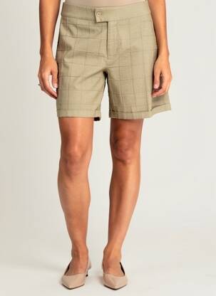 Short fermeture zippée sous rabat boutonné vert NÜ femme