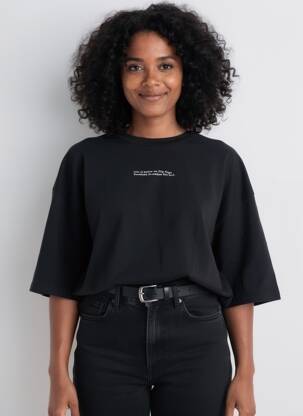 T-shirt coupe droite manches courtes noir PENN & INK N.Y femme
