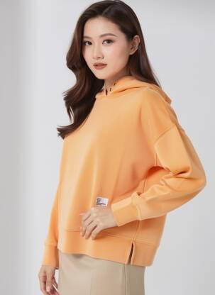 Sweat-shirt à capuche stretch manches longues orange LIV BERGEN femme