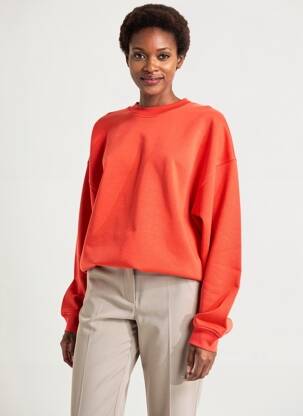 Sweat-shirt coupe over-size manches longues rouge SECOND FEMALE femme