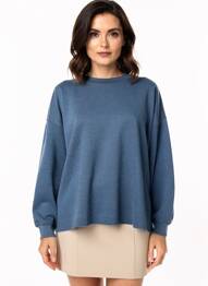 Sweat-shirt coupe over-size manches longues bleu HOD femme