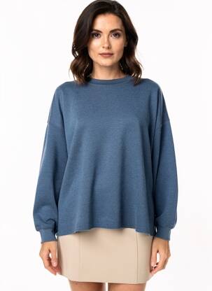 Sweat-shirt coupe over-size manches longues bleu HOD femme