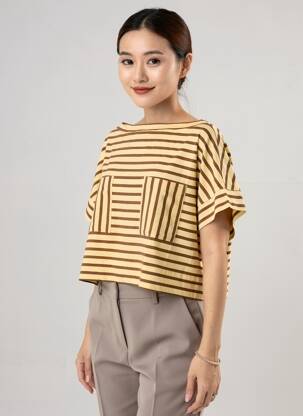 T-shirt stretch manches courtes beige PORTOFINO femme