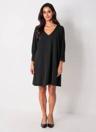 Robe courte manches 3/4 manches 3/4 noir GRACE & MILA femme