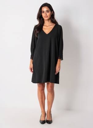 Robe courte manches 3/4 manches 3/4 noir GRACE & MILA femme