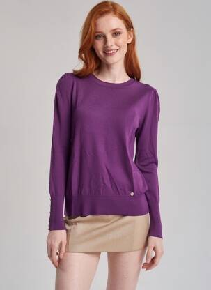 Pull coupe cintrée manches longues violet LA PETITE ETOILE femme