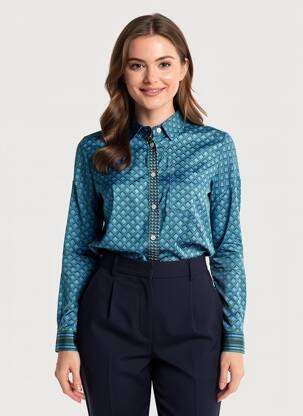 Chemisier imprimé fantaisie manches longues bleu LA PETITE ETOILE femme