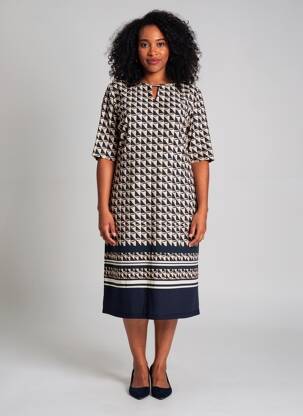 Robe mi-longue imprimé fantaisie manches courtes bleu BETTY BARCLAY femme