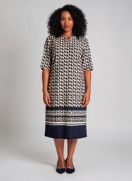 Robe mi-longue imprimé fantaisie manches courtes bleu BETTY BARCLAY femme