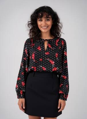 Blouse tissage popeline manches longues noir S.OLIVER femme
