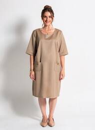 Robe mi-longue manches courtes manches courtes marron SIGNE NATURE femme