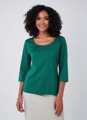 T-shirt manches 3/4 manches 3/4 vert STREET ONE femme