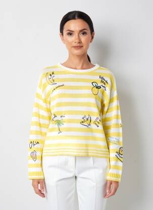 Pull coupe cintrée manches longues jaune OUI femme