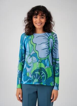 Pull coupe droite manches longues bleu BETTY BARCLAY femme