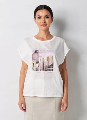 T-shirt imprimé fantaisie manches courtes blanc GARCIA femme