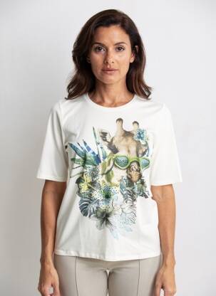 T-shirt sérigraphie avec strass manches courtes blanc BETTY BARCLAY femme