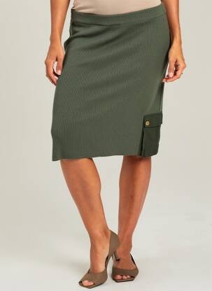 Jupe mi-longue taille normale vert K-DESIGN femme