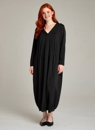 Robe longue manches longues manches longues noir GRIZAS femme