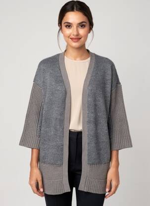 Gilet manches longues manches 3/4 gris NÜ femme