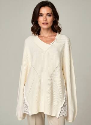 Pull tunique stretch manches longues beige ELISA CAVALETTI femme