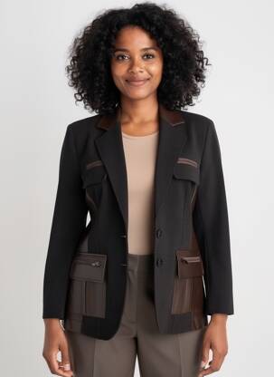 Blazer poches marron TRICOT CHIC femme