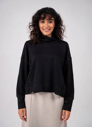 Pull coupe droite manches longues noir GERSHON BRAM femme