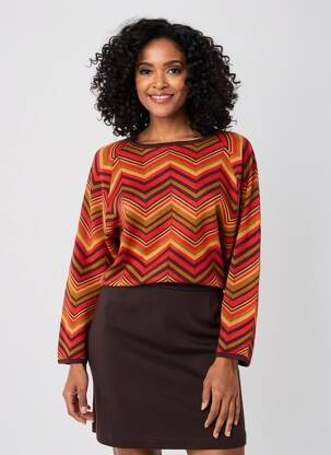 Pull coupe droite manches longues orange SURKANA femme