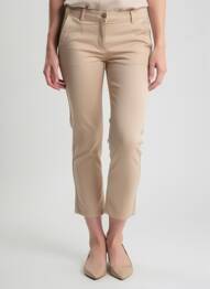 Pantalon 7/8 fermeture zippée sous rabat boutonné beige SUD EXPRESS femme