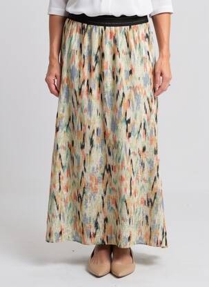 Jupe longue imprimé fantaisie beige GARCIA femme