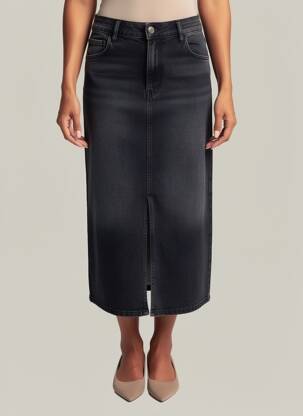 Jupe longue taille haute noir SIGNE NATURE femme