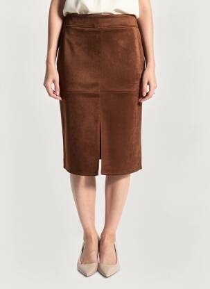 Jupe mi-longue stretch marron BETTY BARCLAY femme