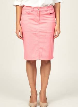 Jupe mi-longue stretch rose SIGNE NATURE femme