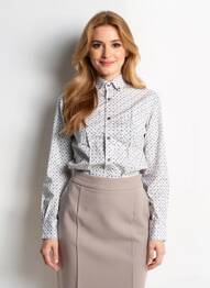 Chemisier imprimé fantaisie manches longues gris EMYLE femme