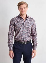 Chemise manches longues imprimé fantaisie bleu EMYLE homme