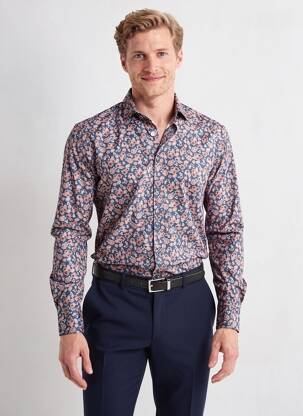 Chemise manches longues imprimé fantaisie bleu EMYLE homme