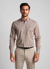 Chemise manches longues imprimé fantaisie marron EMYLE homme
