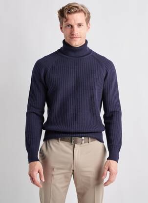 Pull col roulé manches longues manches longues bleu GANT homme