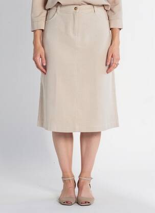 Jupe mi-longue taille normale beige WALTRON femme