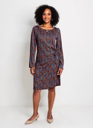 Robe courte manches longues manches longues bleu SURKANA femme
