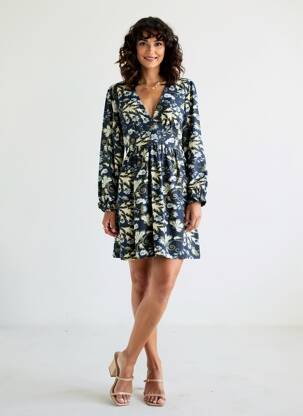 Robe courte coupe fluide manches longues bleu MAELLE femme