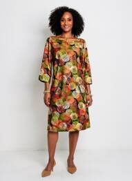 Robe mi-longue manches 3/4 manches 3/4 vert VEGAS femme