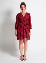 Robe courte coupe évasée manches longues rouge MAELLE femme