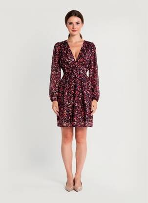 Robe courte coupe évasée manches longues noir MAELLE femme