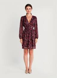 Robe courte coupe évasée manches longues noir MAELLE femme