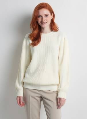 Pull coupe droite manches longues blanc MCM femme