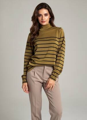 Pull coupe droite manches longues vert B.YOUNG femme