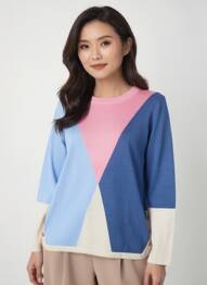 Pull col rond manches longues bleu BRANDTEX femme