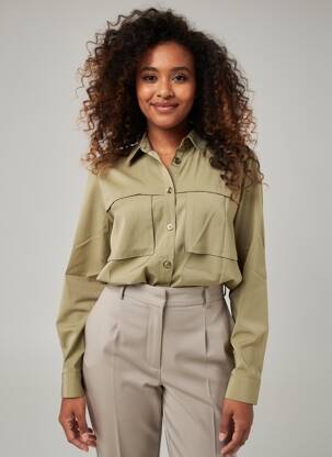 Chemisier coupe droite manches longues vert B.YOUNG femme
