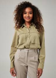 Chemisier coupe droite manches longues vert B.YOUNG femme